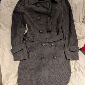 Rikki's Women's Double-Breasted Gray Dress Coat. Size Small